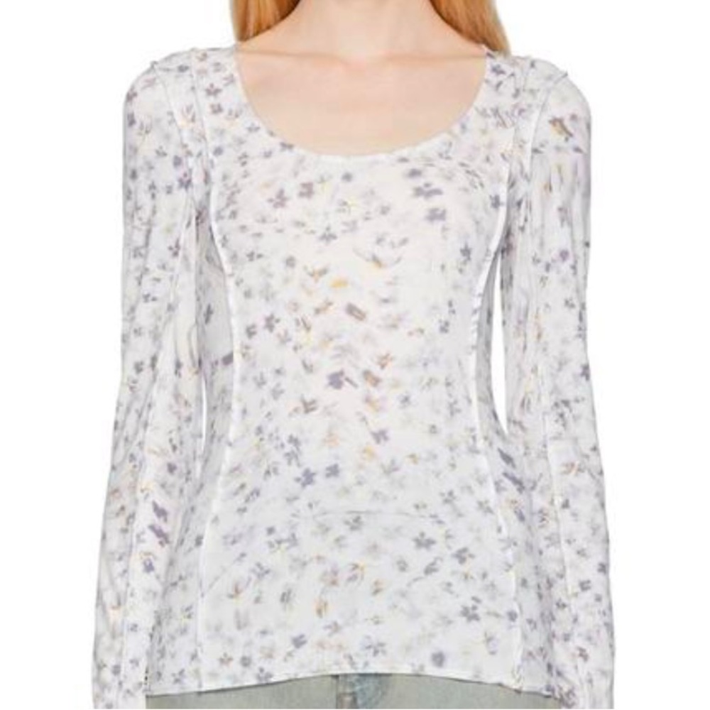 Acne Studios Floral Long Sleeve Scoop Neck Top